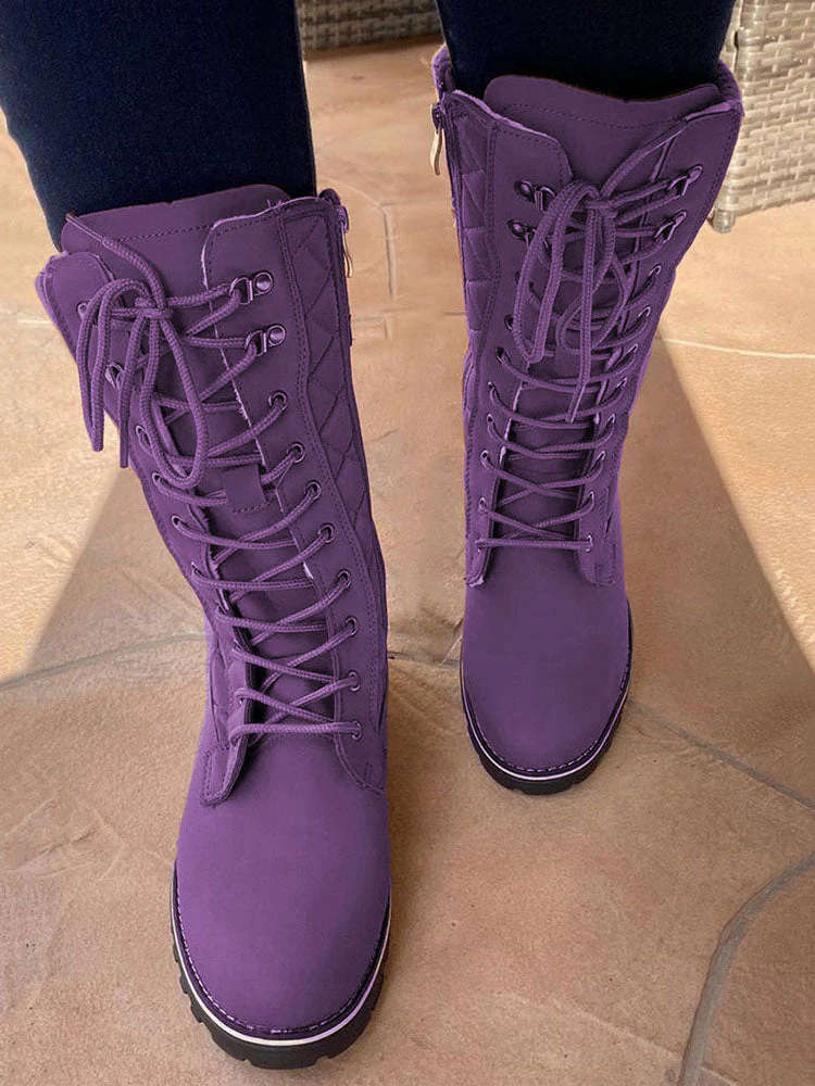 Zipper Design Lace Up Boot - Image 4