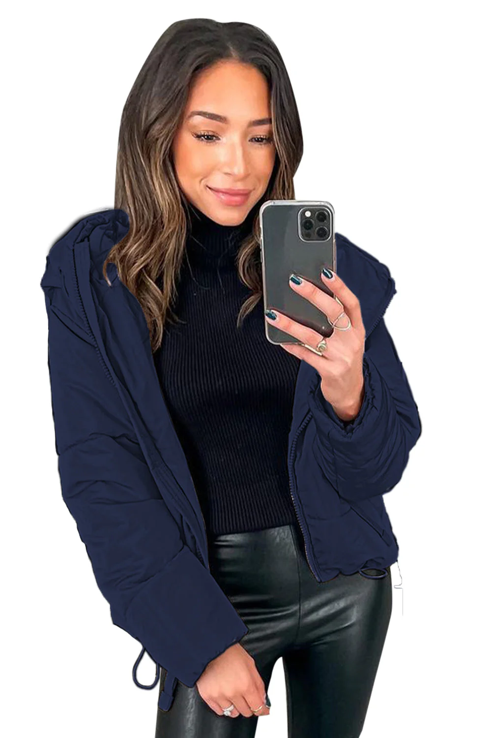 Zipper Hooded Coat With Pocket - Image 15