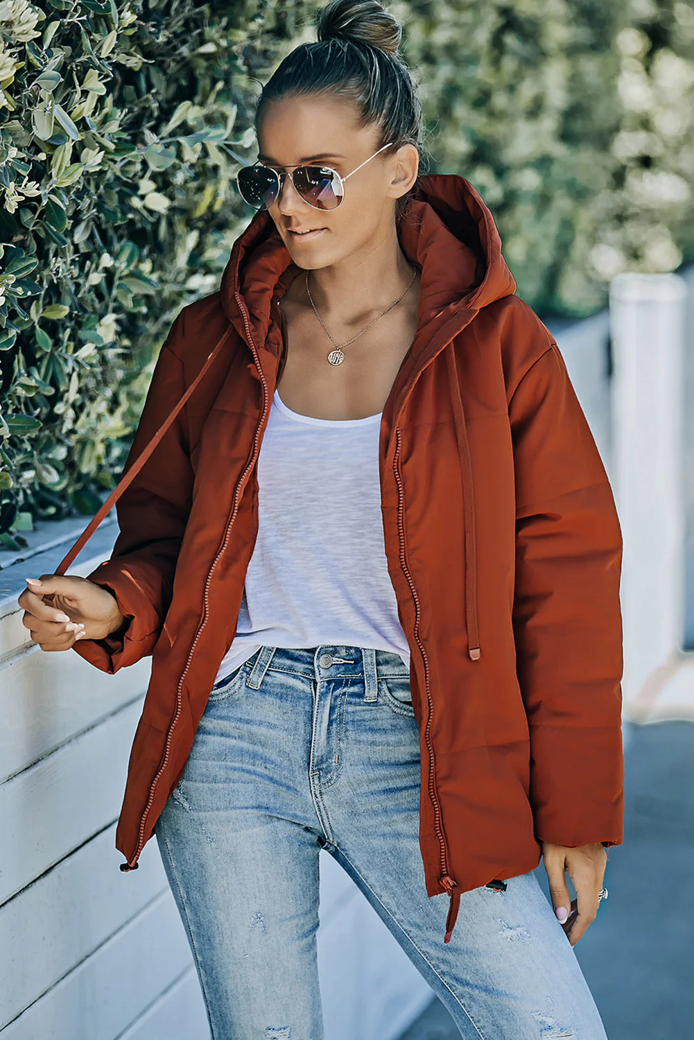 Zipper Hooded Coat With Pocket - Image 18