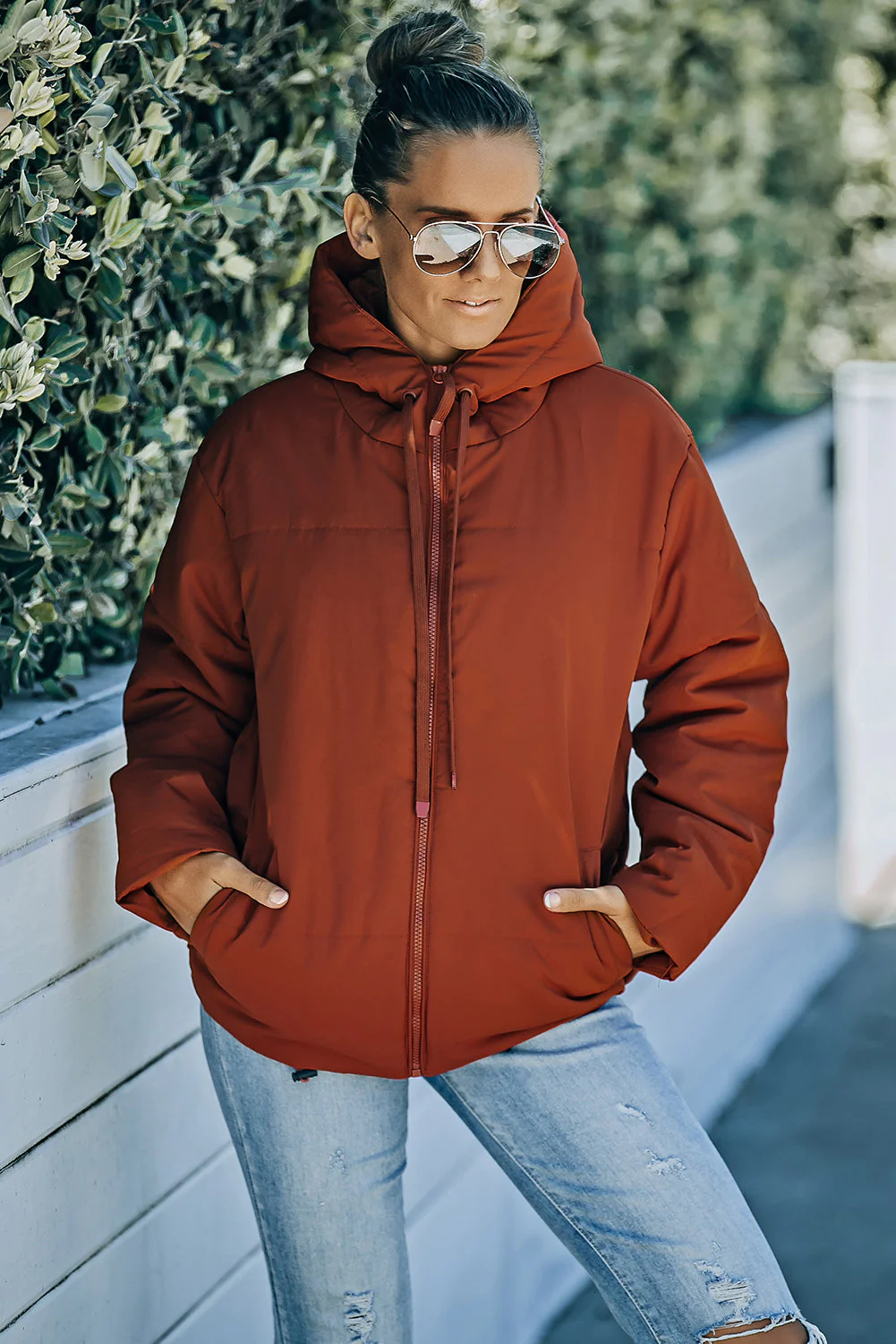 Zipper Hooded Coat With Pocket - Image 21