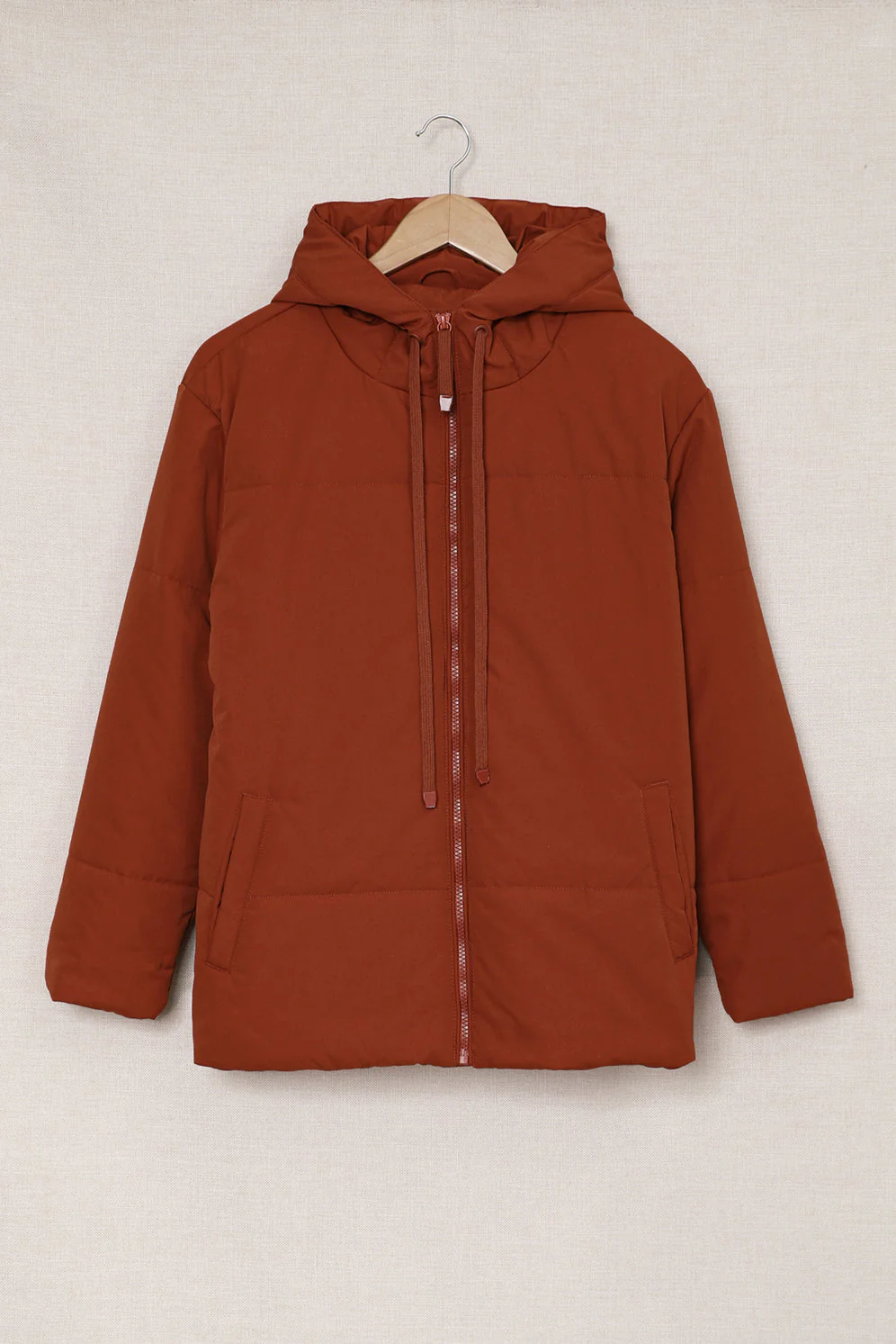 Zipper Hooded Coat With Pocket - Image 23