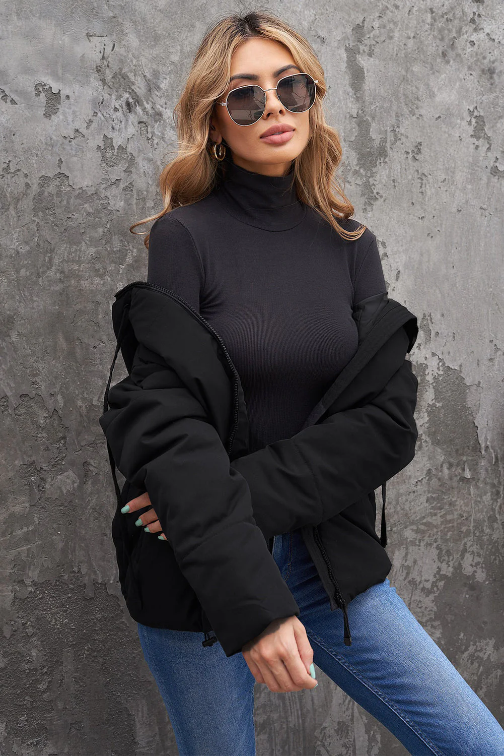 Zipper Hooded Coat With Pocket - Image 33
