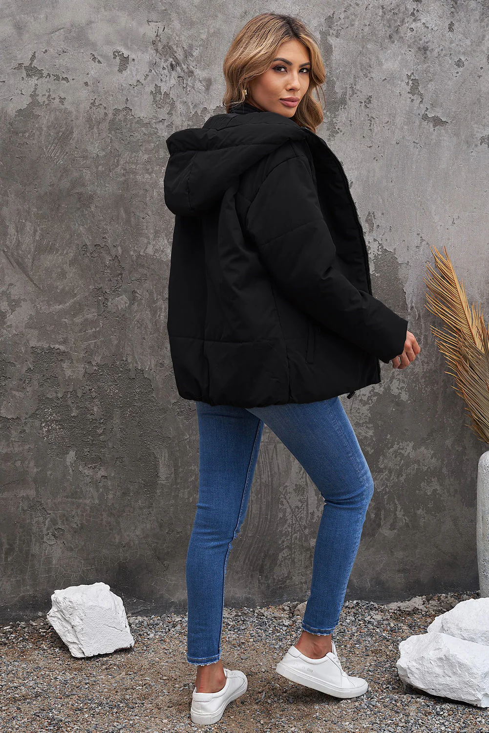 Zipper Hooded Coat With Pocket - Image 34