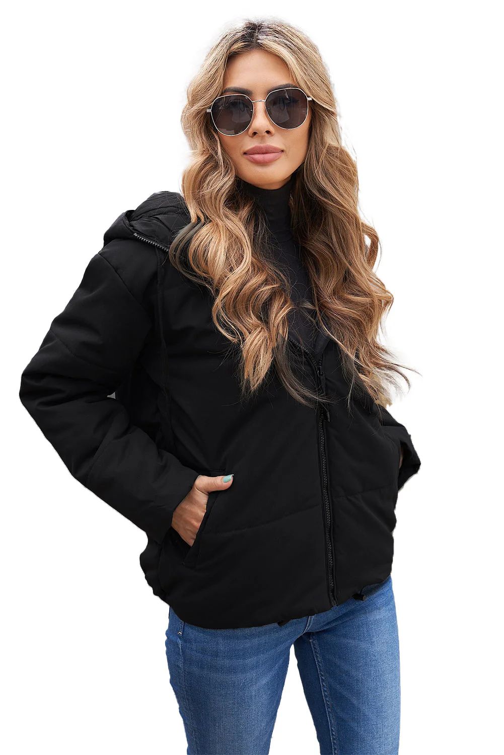 Zipper Hooded Coat With Pocket - Image 37