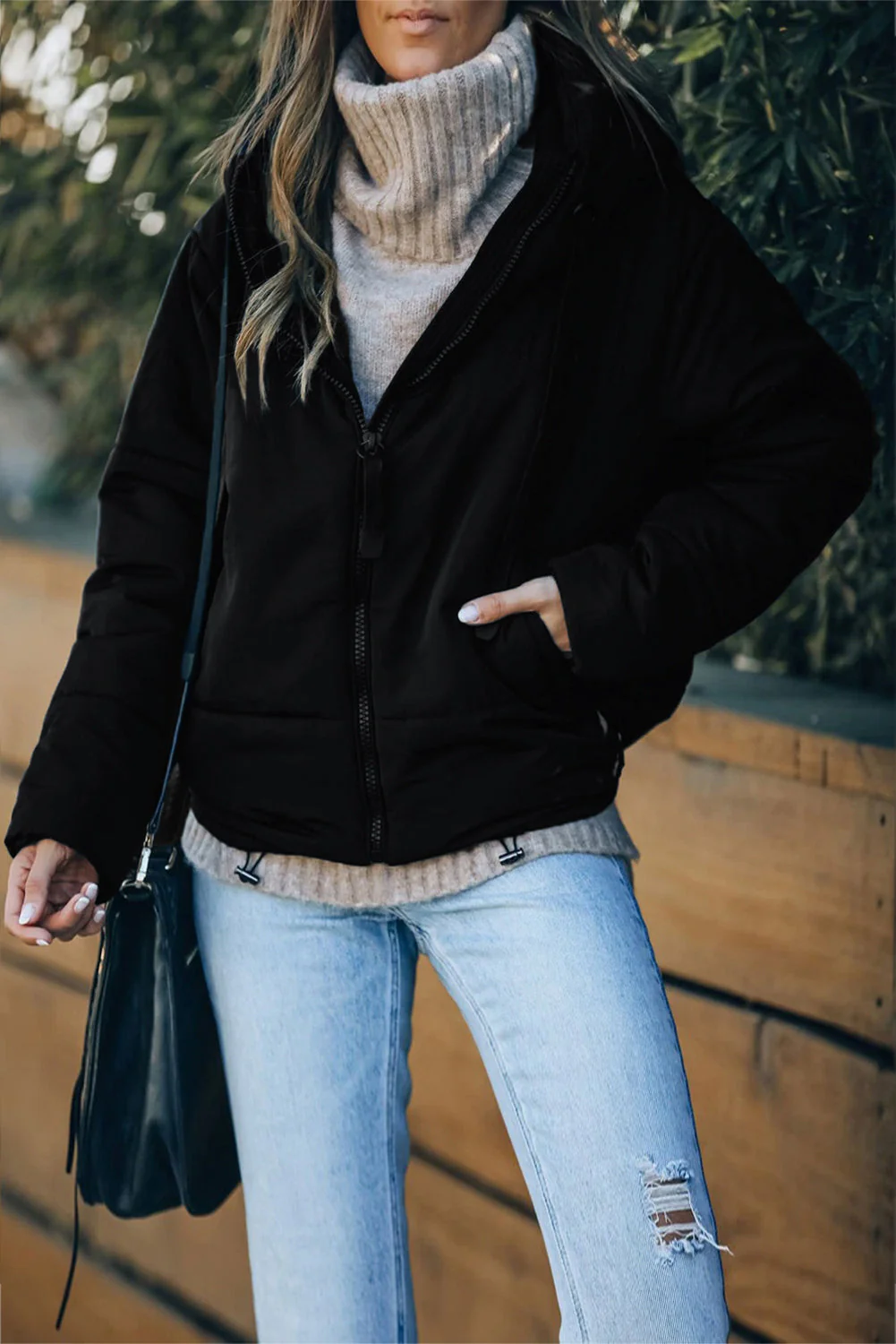 Zipper Hooded Coat With Pocket - Image 38