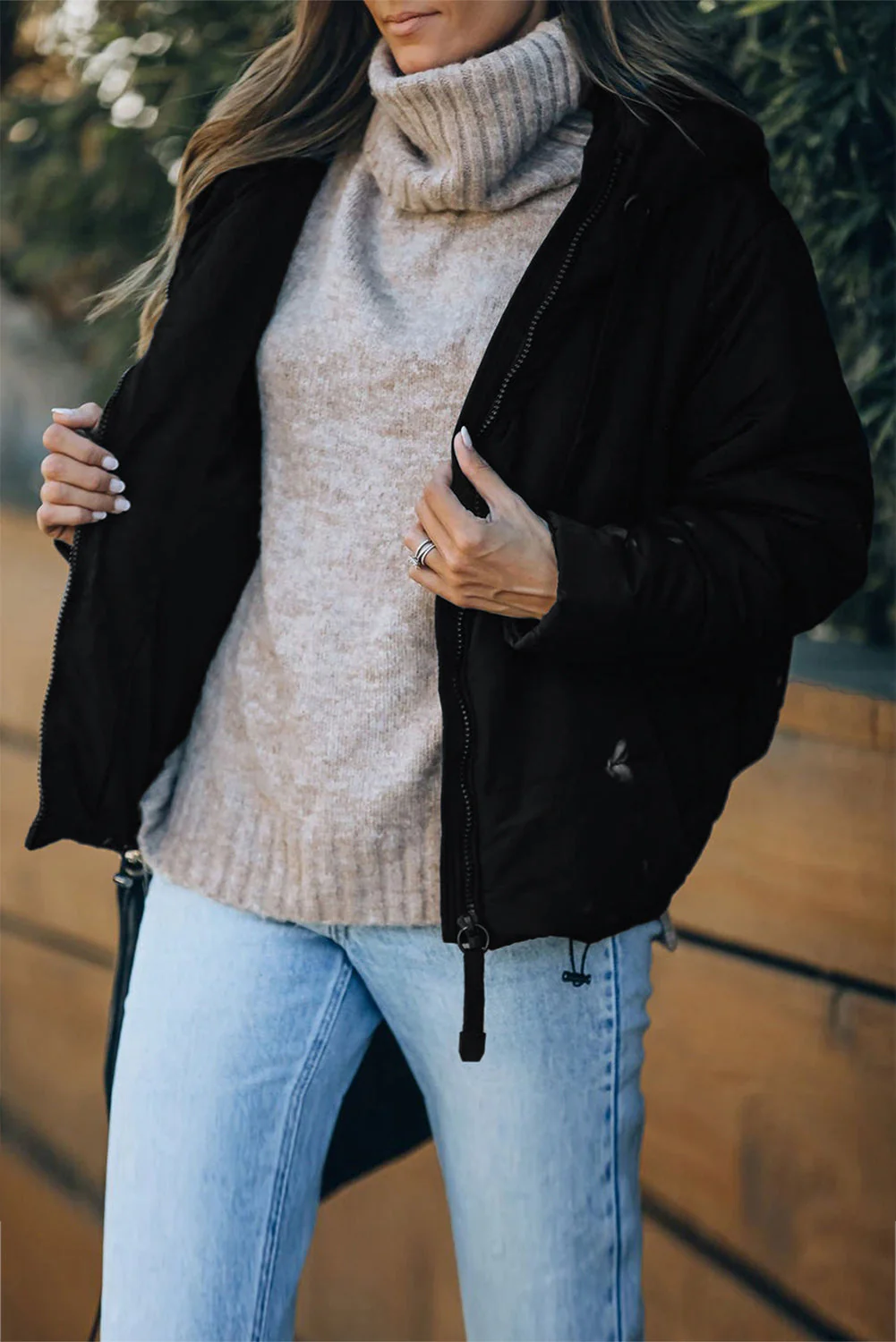 Zipper Hooded Coat With Pocket - Image 41