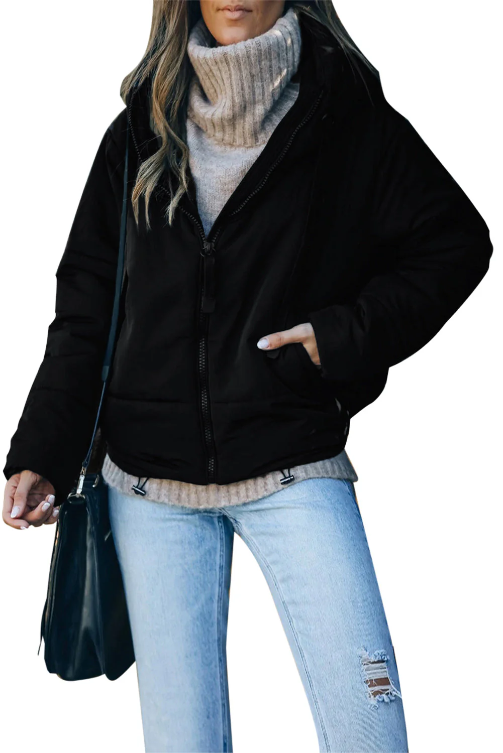 Zipper Hooded Coat With Pocket - Image 42