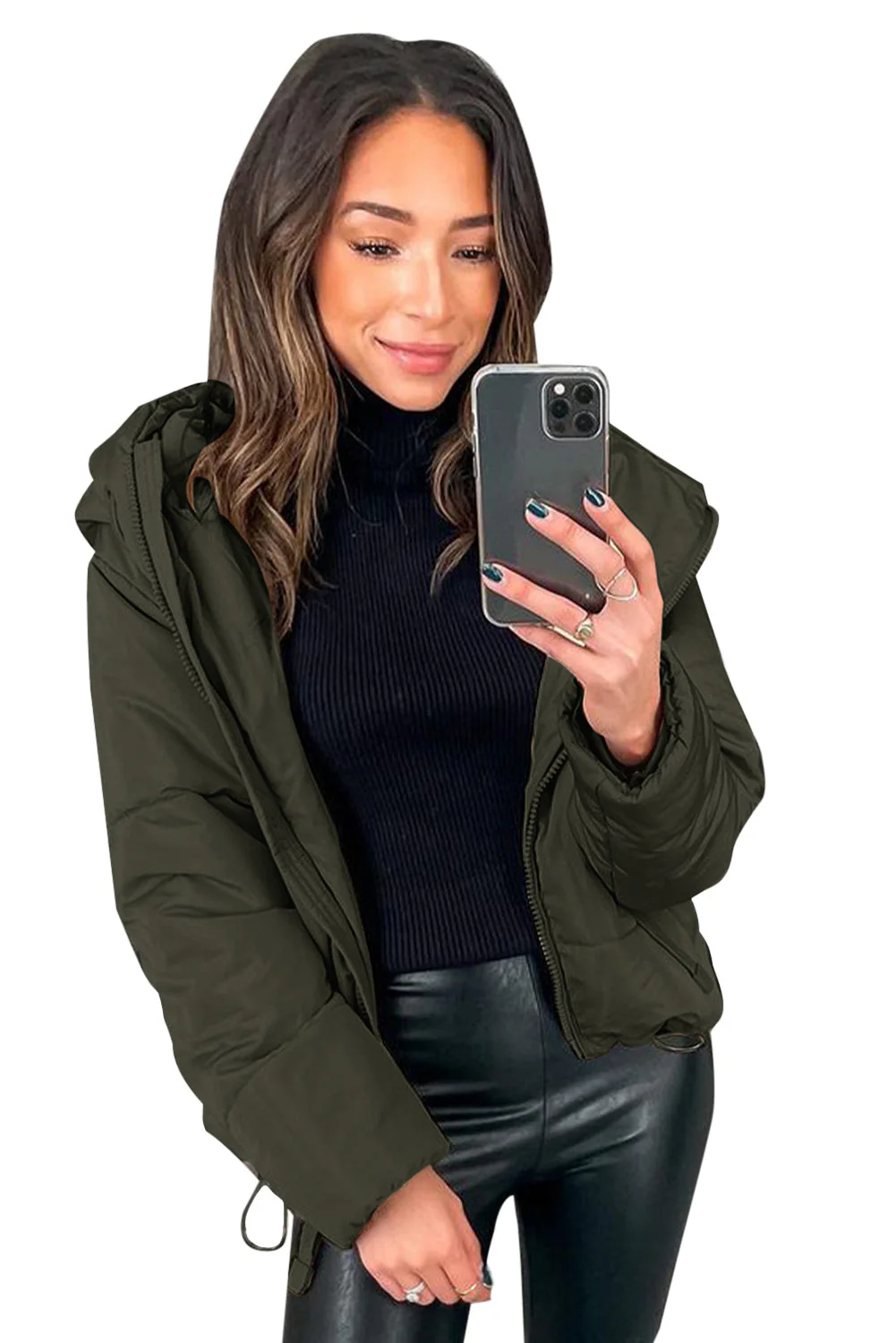 Zipper Hooded Coat With Pocket - Image 49