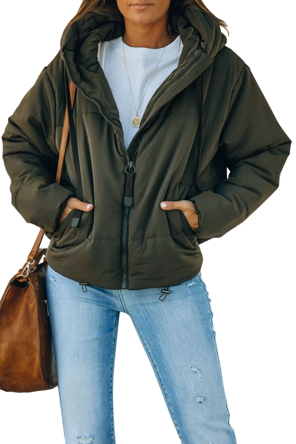 Zipper Hooded Coat With Pocket - Image 50