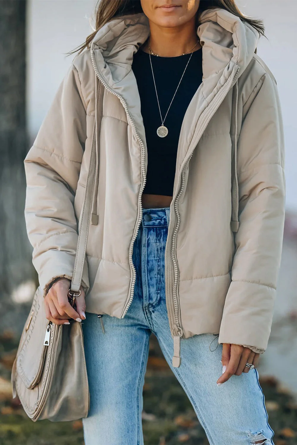 Zipper Hooded Coat With Pocket - Image 57