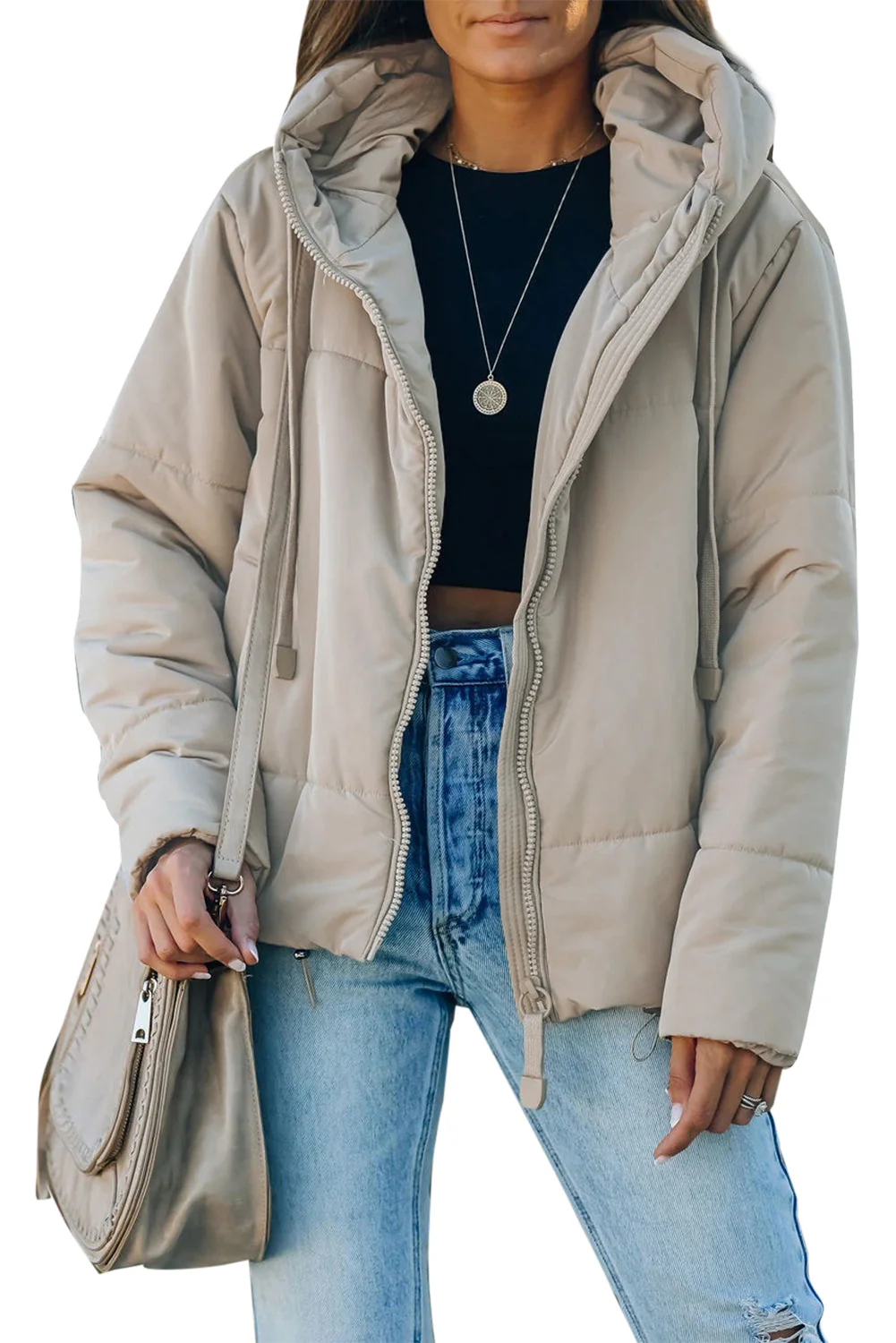 Zipper Hooded Coat With Pocket - Image 61
