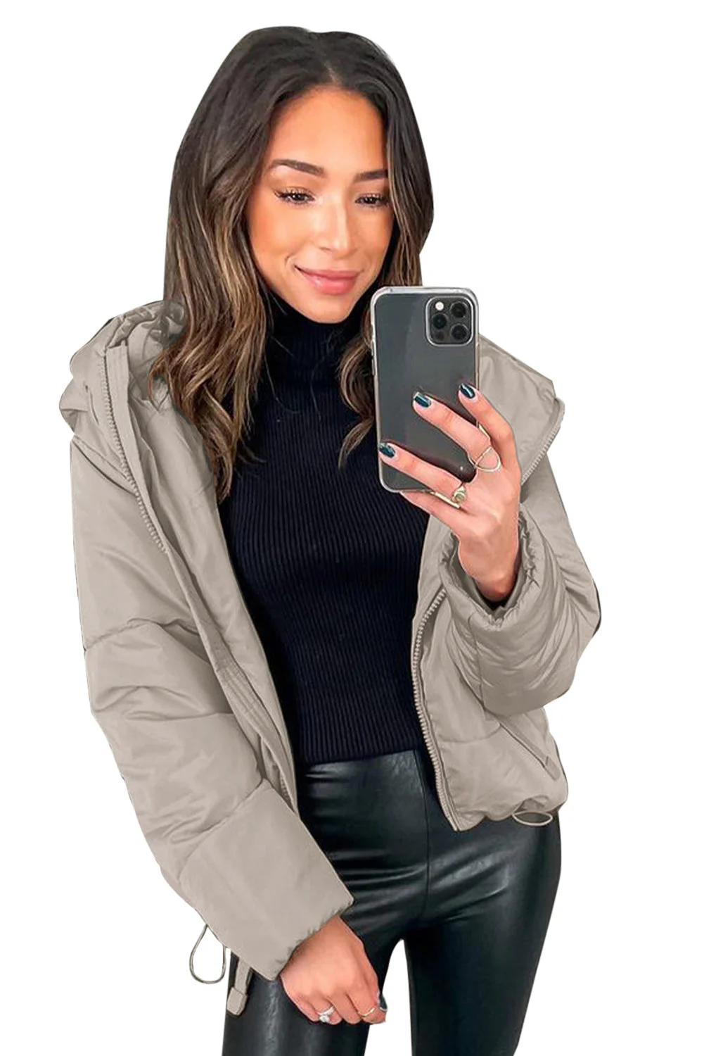 Zipper Hooded Coat With Pocket - Image 62