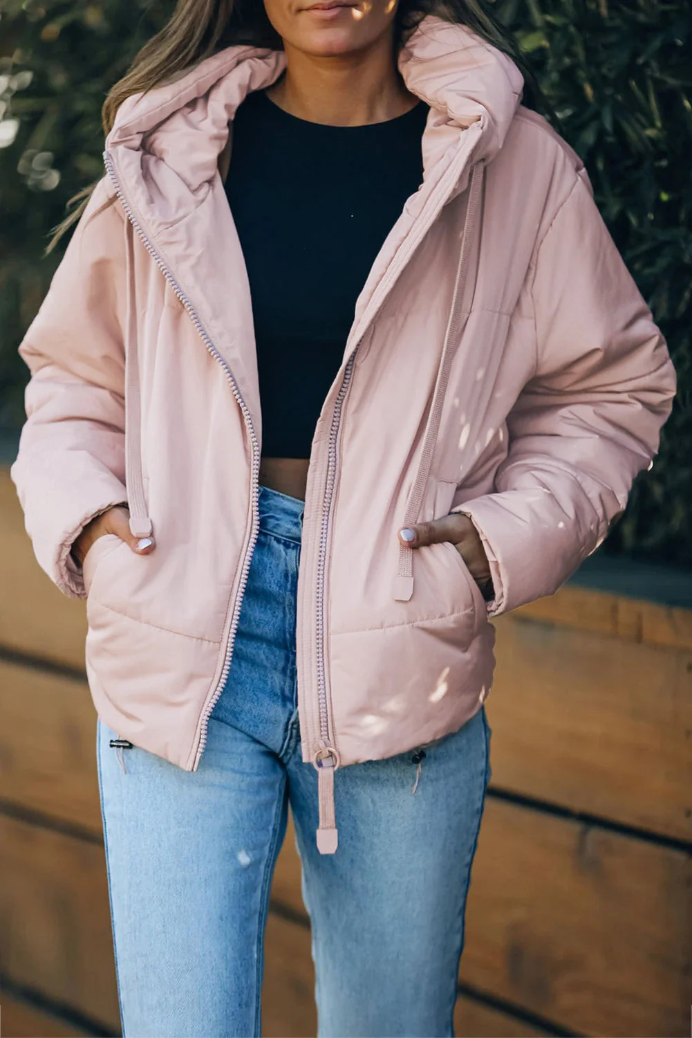 Zipper Hooded Coat With Pocket - Image 66