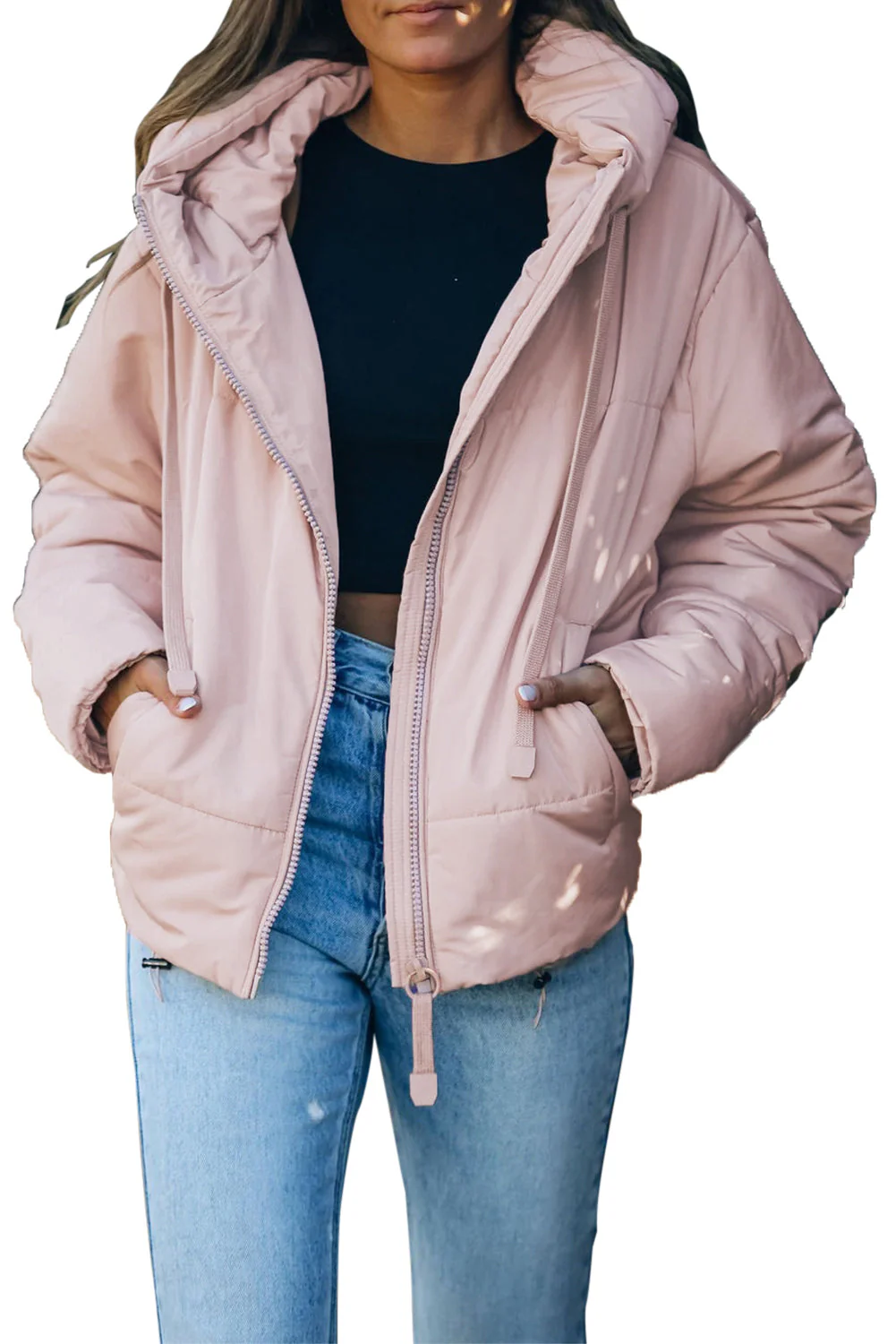 Zipper Hooded Coat With Pocket - Image 68