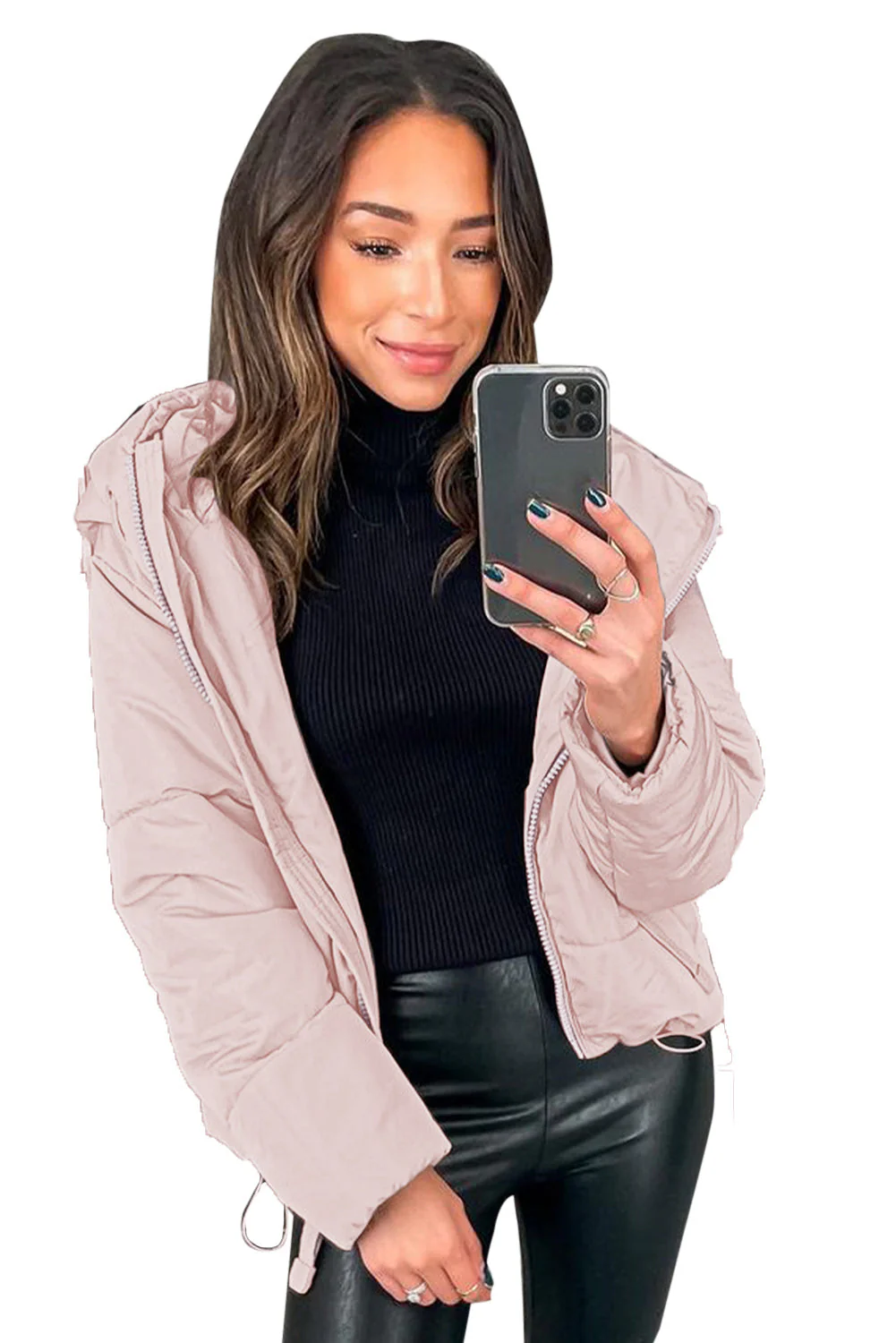 Zipper Hooded Coat With Pocket - Image 69