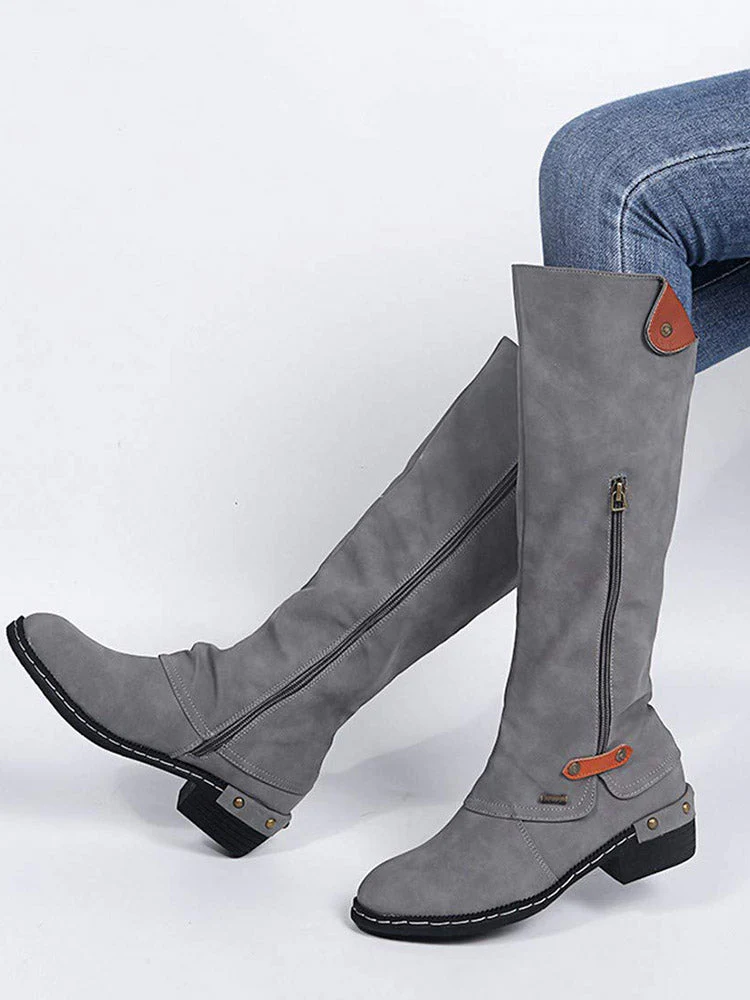 Zipper PU Leather Boots - Image 11