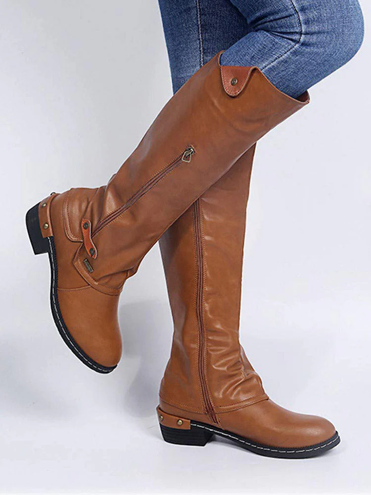 Zipper PU Leather Boots - Image 13
