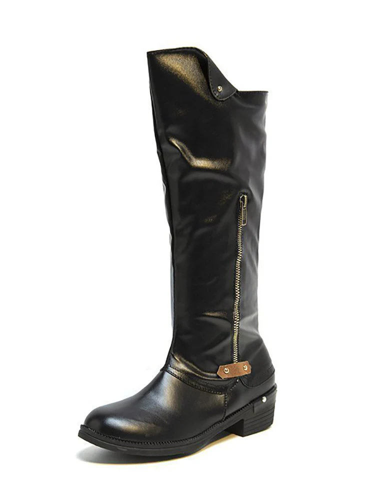 Zipper PU Leather Boots - Image 3