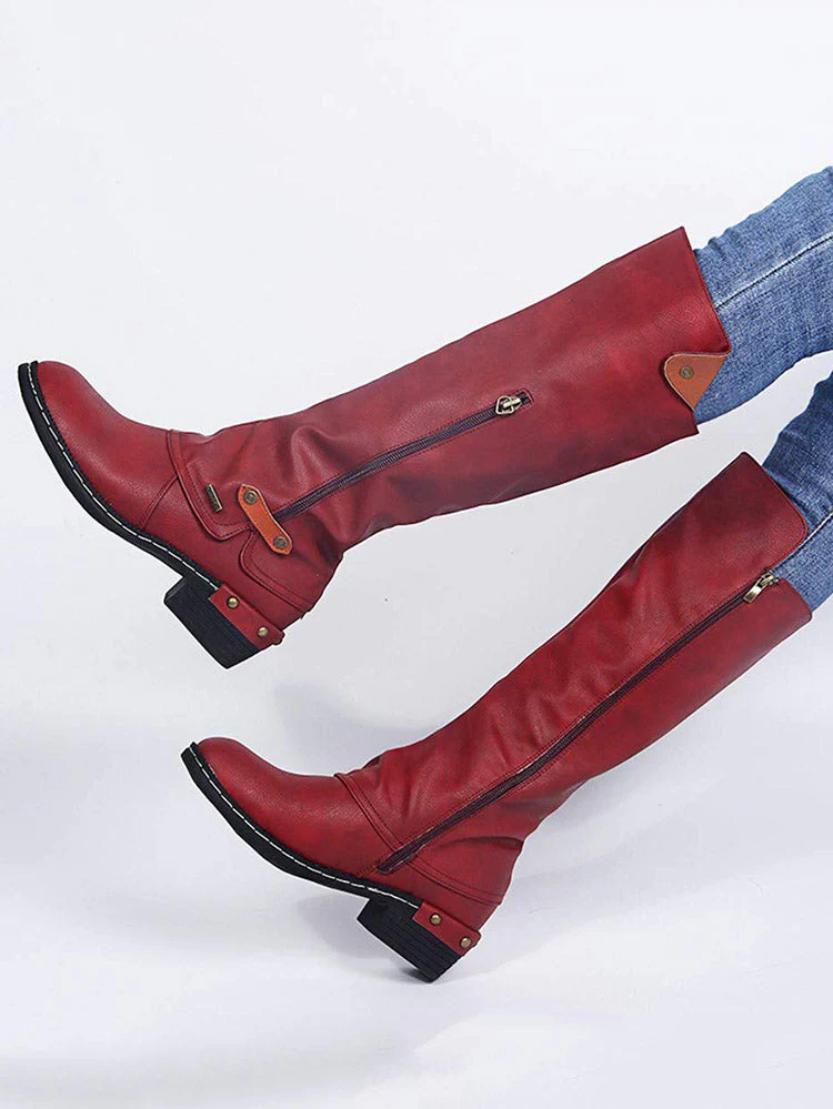 Zipper PU Leather Boots - Image 5